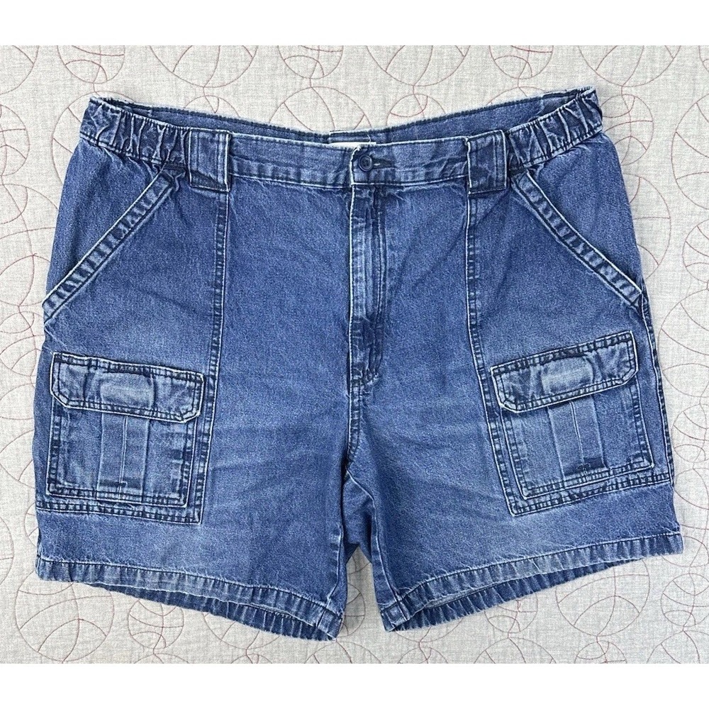Savane Men Cargo Shorts 38 Blue Denim Fishing Outdoor Hiking Cotton Casual